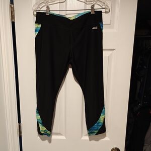 Black Leggings with Blue and Green Accents